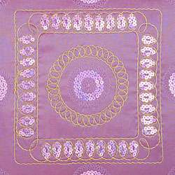 Decorative Gold Stitch Design Purple Cushion Cover  