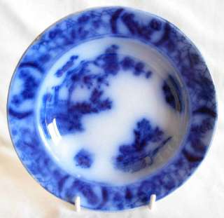 ANTIQUE FLOW BLUE SMALL COMPOTE DISH  S.J.BENCHAYA  