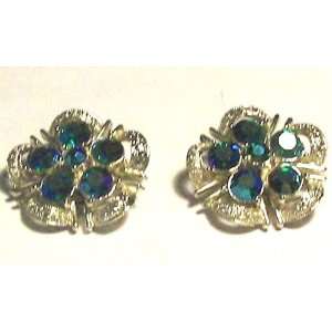  Vintage Earrings CORO Signed Blue Crystals: Everything 