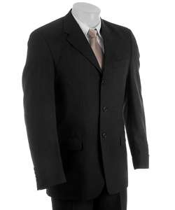 Claiborne Mens Charcoal Pinstripe Wool Suit  