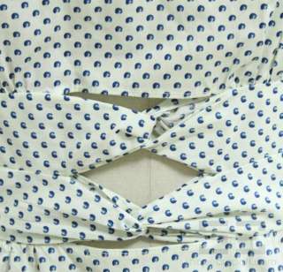 Mina Stone Cream And Blue Dot Print Cotton Cut Out Hera Dress Size 3 