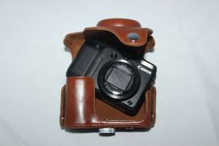 Dark brown leather case bag for canon PowerShot G12 Z  