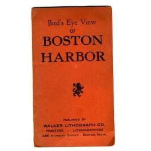 Birds Eye View of Boston Harbor 1900s Walker Lithograph 