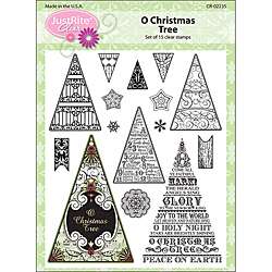 JustRite Christmas Tree Clear Stamp Set (15 pieces)  