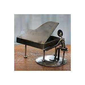 NOVICA Iron statuette, Rustic Piano Man