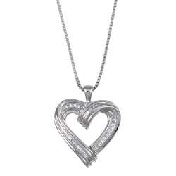 Sterling Silver 1/4ct TDW Diamond Heart Necklace (H I, I2 I3 