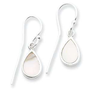  Sterling Silver Pear Shape Inlay Mother of Pearl Earrings 