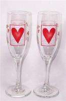 Valentines Day Heart Glass Champagne Flutes/Libbey  