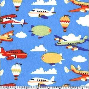  45 Wide Michael Miller Tot Town Fly By Day Flannel Blue 
