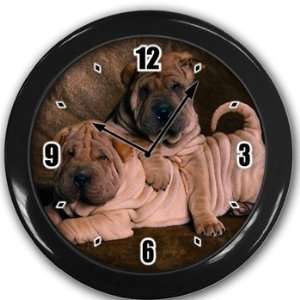  Shar pei puppies Wall Clock Black Great Unique Gift Idea 