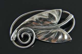Estate Vintage JewelArt Sterling Silver Modernist Spiral Large Leaf 