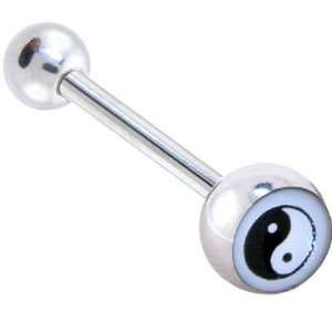  Complete Yin Yang Symbol Logo Barbell Tongue Ring: Jewelry