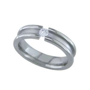  Bella Titanium Ring with Tension Set Sparkling Diamond 