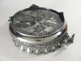   Victorian FIGURAL Silver Plate DOG Antique Nut Dish, Bowl Terrier Mutt