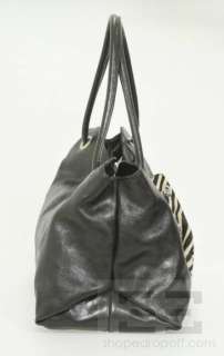 Furla Black Leather & Zebra Ponyhair Padlock Tote Bag  