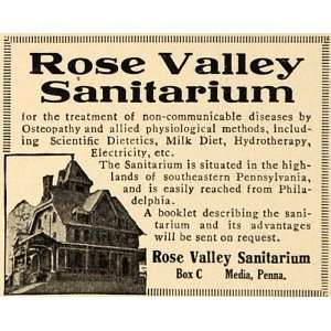  1917 Ad Rose Valley Sanitarium Milk Diet Hydrotherapy 