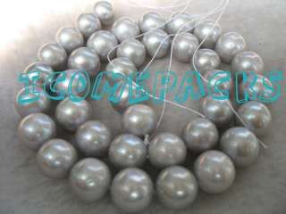 15.5 AA+ 12mm natural grey freshwater pearl round bead  