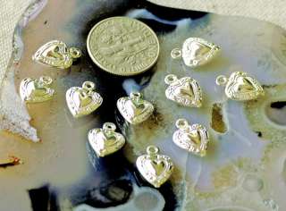 Sterling Silver Brass Filigree Stamping Heart Charms Pendant 12mm 