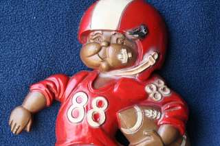 Vintage HOMCO Football Player Plaque Statue Wall Art Hanging Figurine 