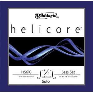  DAddario Helicore Solo Bass String Set, 3/4 Scale, Medium 