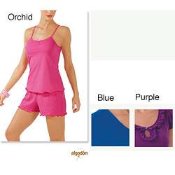 IIusion Womens Cotton blend Lace trim Pajama Set  Overstock