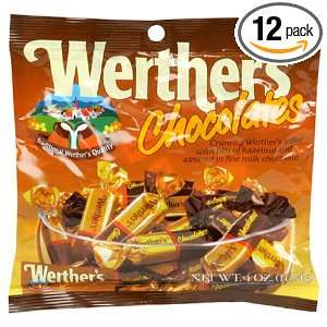 Werthers Chocolate Candies, 4 Ounce Bags (Pack of 12)  