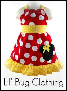  Dress on Custom Minnie Mouse Red Yellow Dots Halter Swing Dress