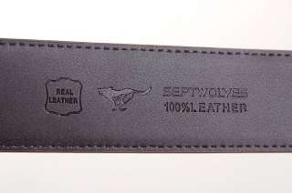   Belt Genuine Leather Fashion Black/Brown Wolf Logo Waist30 46  
