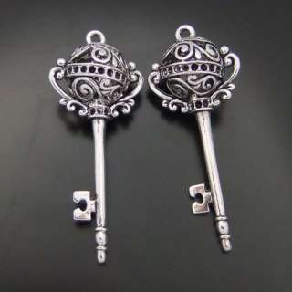 Atq silver hollow ball key charms pendants 6pcs 04851  