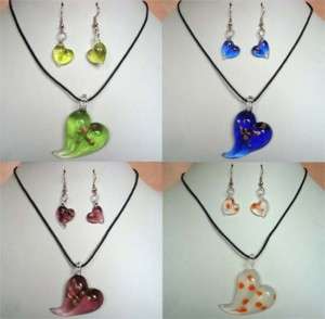 Lots 20Sets Heart Lampwork Glass Pendants Necklaces  