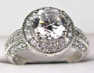   Diamond Cut White Sapphire 925 Silver Sterling Ring   Size 8   6g