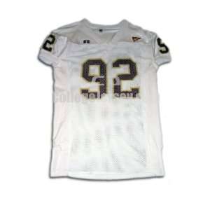 White No. 92 Game Used Central Michigan Russell Football Jersey 