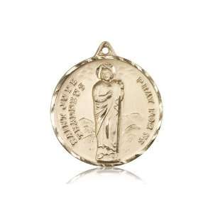   Gift 14K Solid Yellow Gold St. Jude Medal 1 1/4 X 1 1/8 Inch Jewelry