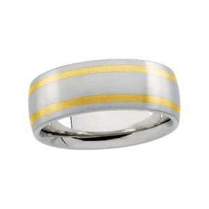   Two Tone Design Band 14K White Yellow Size 09.00 CleverEve Jewelry