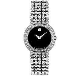 Movado Trembrili Womens Black Dial Diamond Watch  
