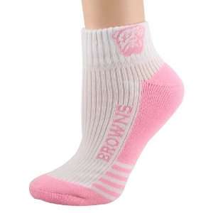 NFL Cleveland Browns Ladies White Pink Low Cut Socks:  