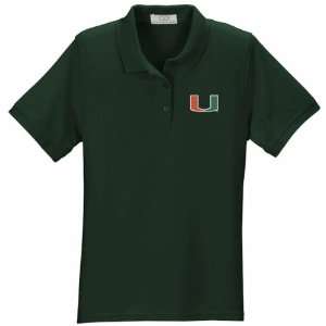  Miami Hurricanes Womens Green Pique Polo Shirt: Sports 