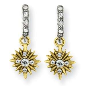   Gold Tone & Silver Tone Crystal Cross Drop Earrings: Jewelry