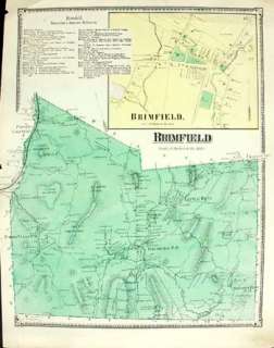 Antique Map Brimfield MA Massachusetts  
