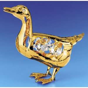  DUCK 24k Gold Plated Swarovski Crystal Figure Ornament 