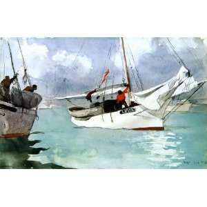 Oil Painting: Fishing Boats, Key West: Winslow Homer Hand 