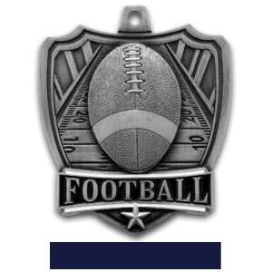 com Hasty Awards 2.5 Shield Custom Football Medals SILVER MEDAL/NAVY 