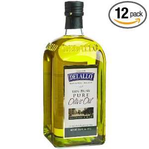 DeLallo Pure Olive Oil, 33.8 Ounce Bottles (Pack of 12)  