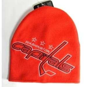  Washington Capitals Large Logo Knit Beanie Hat: Sports 