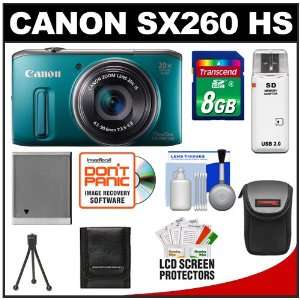  Canon PowerShot SX260 HS Digital Camera (Green) with 8GB 