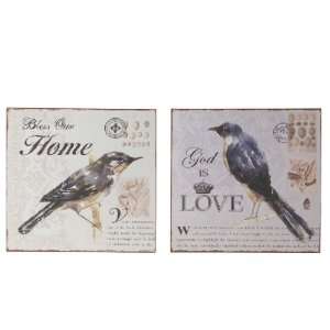   Imports Metal Wall Decor Set of Two Assorted Bird Plaque Home