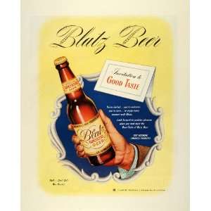 1945 Ad Milwaukee WI Brewery Blatz Pilsener Beer Bottle Alcohol WWII 