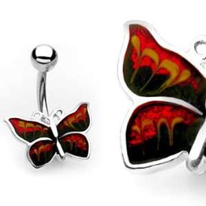  Red and black butterfly belly ring: Jewelry