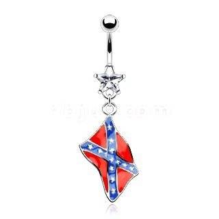 Body Accentz™ Belly Button Ring Navel Rebel Flag Star Body Jewelry 