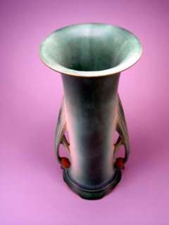 Antique ROSEVILLE Pottery # 804 10 Green Art Deco PINECONE Vase *RARE 